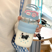 Nouvelle tasse en verre de paille de séparation d'eau de thé portable résistant aux hautes températures, adaptée aux filles et aux enfants