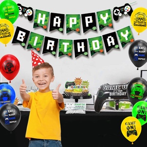 Décoration murale pour fête d'<span class=keywords><strong>anniversaire</strong></span> de garçons : Thème Jeu Vidéo Nicro – Décoration de gâteau, ballons et guirlande en papier - Product Image 5