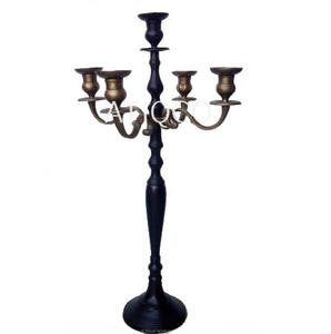 Candelabro único de 5 brazos, hermosa decoración de fiesta, Pilar elegante, brazos de aluminio plateado pulido brillante, candelabros, decoración hecha a mano - Product Image 2