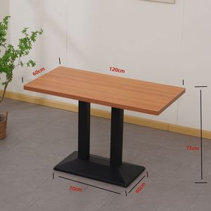 Table à manger moderne en bois avec base en métal pour la maison Restaurant Café Utilisation - Product Image 5