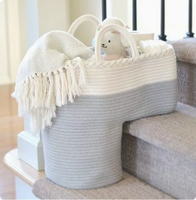 Panier de rangement pliable en corde de coton tressé, écologique, grande taille L, pour l'organisation de la maison - Offre Spéciale