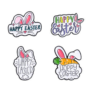 Feliz Pascua esmalte Pin dibujos animados Orejas de conejo broches de Metal solapa mochila insignia joyería divertida regalos para amigos - Product Image 5