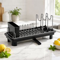 Égouttoir à vaisselle pliable en métal de type vertical, grande capacité, à un seul niveau, avec support pour casseroles
