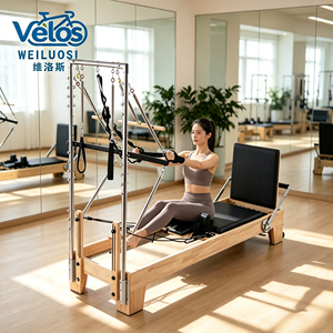 Reformer de Pilates de Madera de Haya Ajustable y Personalizable Velos con Torre y Media Trapecio, Máquina Profesional para Estudio y Gimnasio, Duradera, CE - Product Image 3