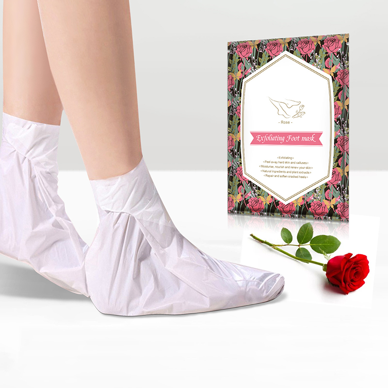 wholesale custom fruits natural foot mask sock peeling moisturizing exfoliating rose foot peel mask