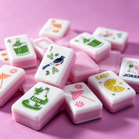 Ensemble de Mahjong américain de luxe, triple couche, transparent rose, pour les soirées cocktails, la plage, les fêtes de Noël