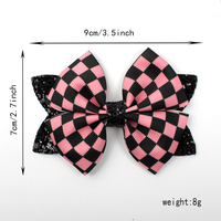 3.5 "F1 drapeau à carreaux course paillettes cheveux arcs enfants drapeau à carreaux pince en cuir filles course voiture accessoires