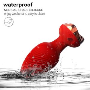 Plug Anale in Silicone con Design a Superficie Filettata, Massaggiatore Prostatico Vibrante, Giocattolo Sessuale per Uomini e Donne con Telecomando - Product Image 4