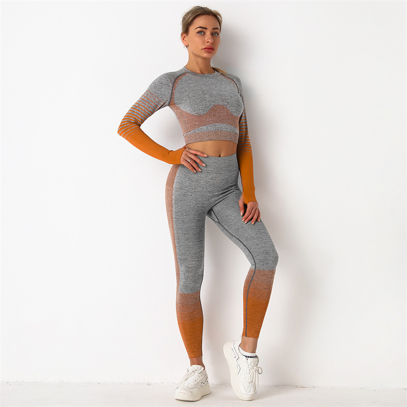 8 colors Fashion Modern Breathable Workout Clothing Women Active Wear Yoga Set hygroscopic and sweat releasing