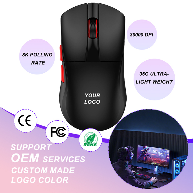 Ultra-Lightweight PAW3950 Gaming Mouse 35g DPI 30000 8K Polling Rate Optical Ultra-Lightweight Wireless Computer Mouse