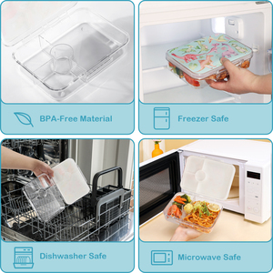 Aohea trẻ em Tritan Bento với 4 ngăn | thiết kế hình chữ nhật BPA-free lò vi sóng tủ đông máy rửa chén an toàn thực phẩm lưu trữ Hộp Ăn Trưa - Product Image 3