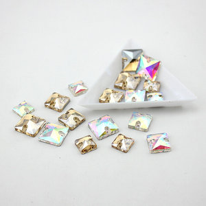 Piedra de Costura Cuadrada de Diamantes de Imitación, Base Plateada para Coser, Accesorios de Ropa de Belleza, 10mm, 12mm, 14mm, 24 Unidades/Lote - Product Image 2