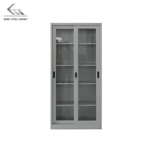 Fully assembled 2 sliding glass door metal display filing cabinet /office steel file cabinet cupboard sales in China