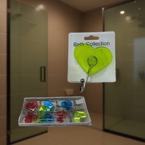 Ganci a ventosa a forma di cuore, 12 pezzi, collezione da bagno, ganci da parete colorati per doccia e bagno - Product Image 2