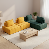 Canapé modulaire en velours convertible en forme de L, une place, avec coussins décoratifs, couleur personnalisable, design moderne, pour salon ou usage hospitalier