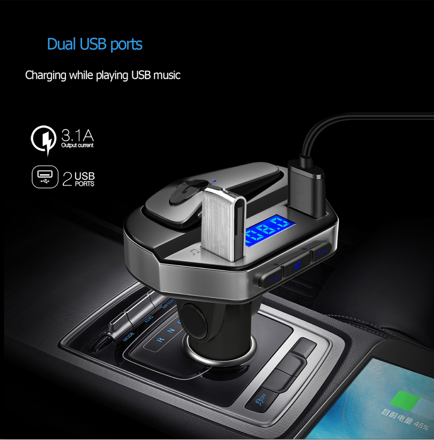 Transmisor Fm para coche transmisor Fm manos libres cargador Usb móvil