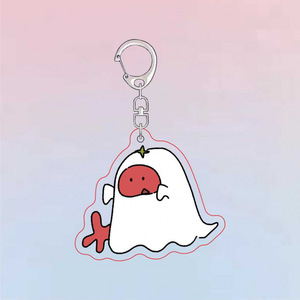 Venta al por mayor de llaveros colgantes de acrílico con impresión UV, con diseño de tomates de Halloween, divertidos, de dibujos animados y bonitos, para regalos festivos - Product Image 4