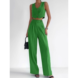 ชุดเซ็ต 2 ชิ้น เสื้อกั๊กขาสั้นลำลองสีพื้นสำหรับผู้หญิงแฟชั่นฤดูร้อน - Product Image 5