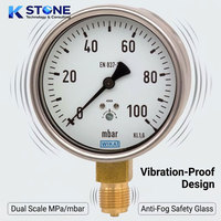 Manomètre polyvalent résistant aux vibrations de 100 Mbar, interface en laiton, robuste, double échelle en Mpa, analogique, garantie 1 an