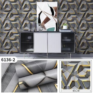 Carta da Parati 3D Autoadesiva Geometrica Floreale in PVC 45cm*10m, <span class=keywords><strong>Adesivi</strong></span> Murali Impermeabili <span class=keywords><strong>per</strong></span> Decorazione Soggiorno e Camera da Letto - Product Image 2