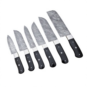 Juego de Cuchillos de Chef SM Knives de 7 Piezas, Acero de Damasco con Mango de Cuerno, Calidad Industrial Premium, Funda de Cuero, Personalizable, Garantía de 3 Años - Product Image 1