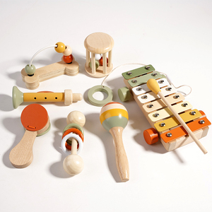 Jouets éducatifs pour bébés, ensemble <span class=keywords><strong>de</strong></span> 7 <span class=keywords><strong>instruments</strong></span> <span class=keywords><strong>de</strong></span> <span class=keywords><strong>musique</strong></span> en bois, jouets pour enfants, <span class=keywords><strong>jeu</strong></span> sensoriel musical Montessori, jouet d'apprentissage pour enfants - Product Image 5