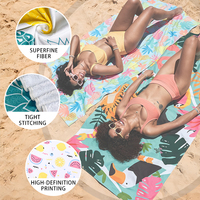Wholesale Summer Personalized Sublimation Printed Quick Dry Oversized Microfiber Sand Free Custom Logo Beach Towels