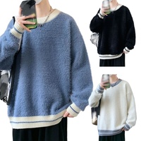 Pull-over homme col rond, style hiver, ample et épais, chaud, pour jeunes et étudiants, tendance mode.