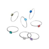 REDnote 12 Bague pour femme en argent sterling 925 de taille princesse Pierre de naissance exquise