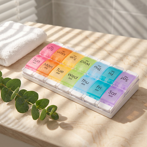 Organizador de Pastillas de Plástico Grande sin BPA al por Mayor con Botón de Apertura Fácil, 7 Días, 14 Compartimentos para Dos Tomas Diarias AM/PM para Personas Mayores - Product Image 2