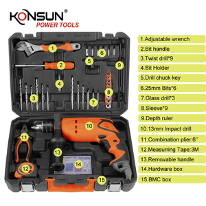<span class=keywords><strong>Kit</strong></span> de perceuse électrique KONSUN 35 pièces |   Perceuse à percussion à vitesse variable et marche arrière avec coffret pour le bricolage et le travail du bois |   Support OEM - Product Image 2