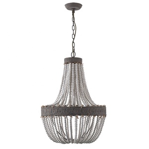 Lampadario Artistico Retrò Americano <span class=keywords><strong>in</strong></span> <span class=keywords><strong>Legno</strong></span> Massello con Perle, Illuminazione Decorativa per Soggiorno e Sala - Product Image 1