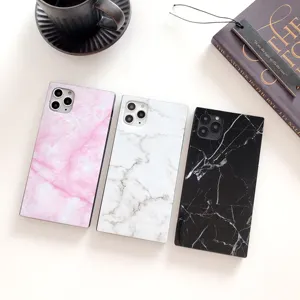 Free shipping Marble Texture Case For iPhone 11 Pro Max Luxury Granite Stone Soft IMD Square Design Fundas For iPhone XS Max XR