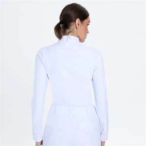 Chemise de spectacle blanche pour femmes équitation hauts à manches longues LOGO personnalisé vêtements équestres avec boutons - Product Image 5