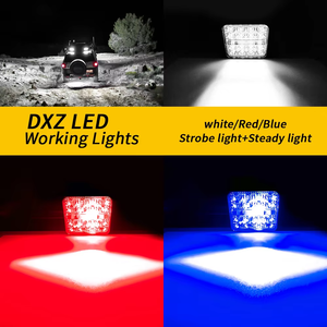 Nuova fabbrica DXZ luce da lavoro a LED quadrata da 3 pollici impermeabile rosso/<span class=keywords><strong>blu</strong></span> <span class=keywords><strong>lampeggiante</strong></span> faretto fendinebbia accessorio per auto camion - Product Image 3