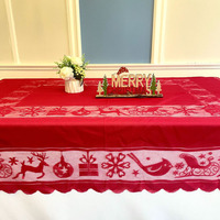 Nappe jetable rectangulaire recyclée en gros Couverture en plastique imprimée florale de Noël pour la maison pour la table de vacances