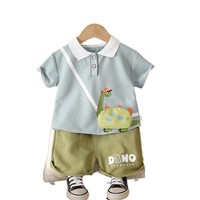 Ensemble d'été pour garçons D3816, motif dinosaure de dessin animé, nouveau style, tenue bébé tendance, ensemble deux pièces en coton coréen pour tout-petits