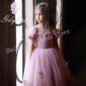 Düğün için özelleştirilmiş Çiçek Kız Elbiseleri Dantel Tül Çiçek Aplikler a-Line Muhteşem Kızın Hediyesi Doğum Günü Partisi Balo Elbisesi - Product Image 2