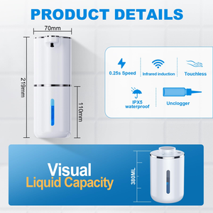 New <b>Square</b> Display Screen Infrared Sensor Touchless Automatic Dish Soap Dispenser 14.2oz/420ml Liquid Dispenser for Bathroom - Product Image 2