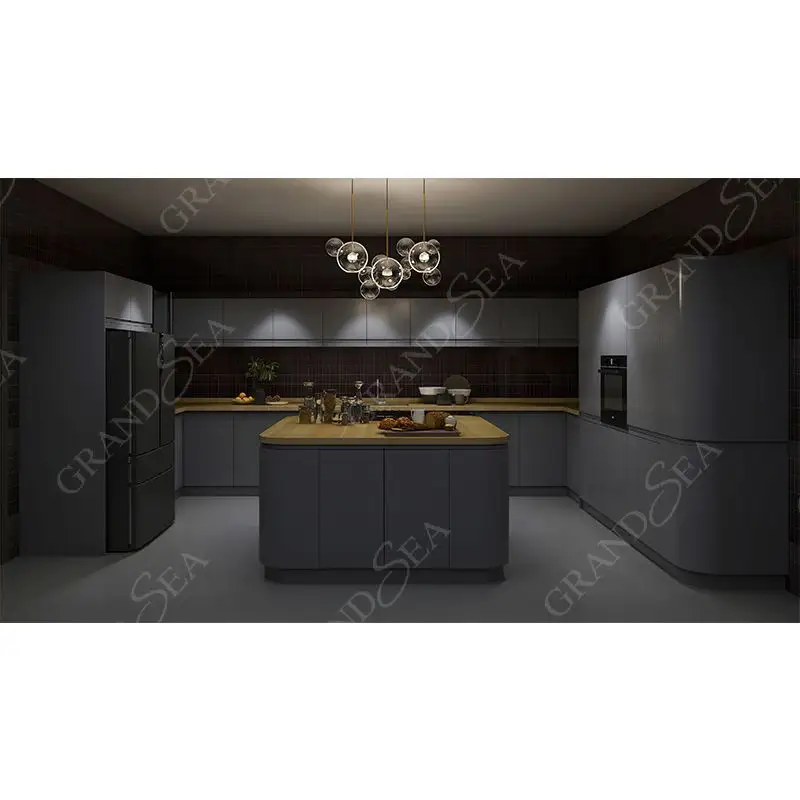Nuevo diseño completo de cocina gabinetes de cocina redondos gabinetes de cocina de PVC