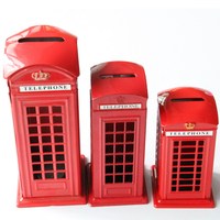 Tirelire enfant en alliage de zinc émaillé, motif cabine téléphonique de Londres, souvenir touristique du Royaume-Uni, vente en gros personnalisée