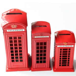 Venta al por mayor de aleación de zinc personalizada esmalte metal Londres Reino Unido recuerdo turístico cabina telefónica tacón alto hucha para niños - Product Image 6