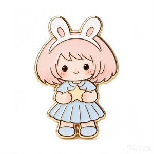 Pin Metálico de Chica de Dibujos Animados, Chapado en Oro, Esmalte Duro, Tema de Amor, Pin de Solapa Coleccionable para el Día de San Valentín - Product Image 1