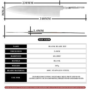 Groothandel Diy Koksmes Blanco Mes Roestvrij Staal Keukengereedschap Ultrascherp Diy Mes Mes Zonder Handvat - Product Image 6