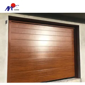 Conjunto de porta de garagem automático seccional, acabamento de madeira