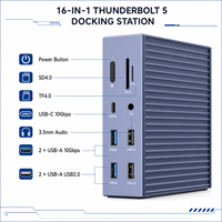 Base de Conexión Thunderbolt 5 16 en 1, 120 Gbps, 140 W PD, 8K+60 Hz, Ethernet 2.5G, USB 10 Gbps
