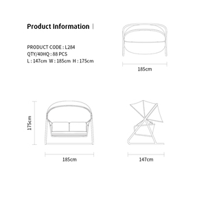 Artie Outdoor Furniture Patio Swings Hanging <strong>Egg</strong> Swing <strong>Chair</strong> <strong>Out</strong> <strong>Door</strong> With Stand Double Seater Swing Hanging <strong>Chair</strong> - Product Image 5