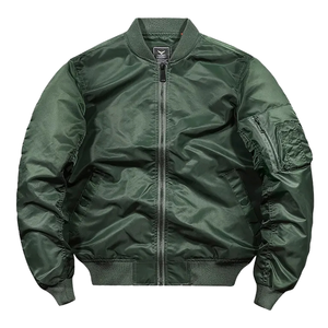 Blouson bomber vert pour homme, coupe-vent, fermeture éclair, col montant, décontracté, pour l'automne, coupe régulière, en polyester - Product Image 5