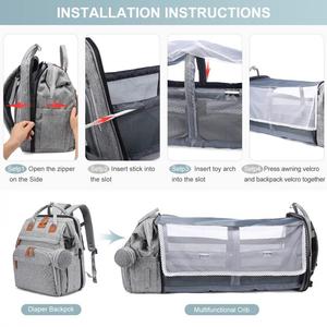Mochila de Fraldas Multifuncional Portátil para Viagem, Berço, Bolsa de Maternidade Resistente à Água com Trocador para Bebê Menina e Menino - Product Image 6
