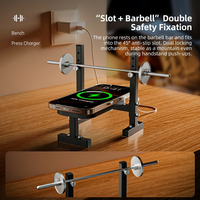 Support de téléphone universel pour banc de musculation, mini, avec cadre métallique robuste, compatible avec tous les smartphones à grand écran